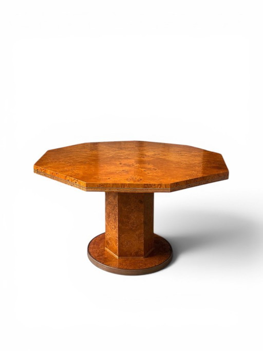 Mario Sabot Extendable Dining Table - Burl Wood & Metal (1970s)
