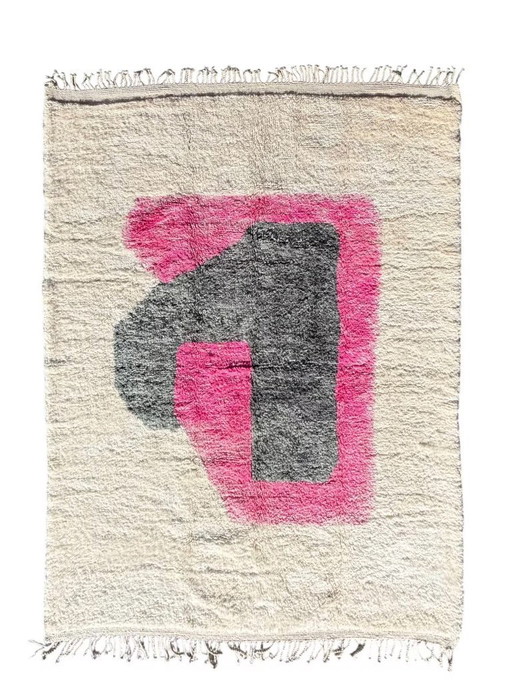 Authentiek Mrirt Marokkaans Berber wollen tapijt 210x310 cm - Handgeweven, zacht en kleurrijk wollen tapijt