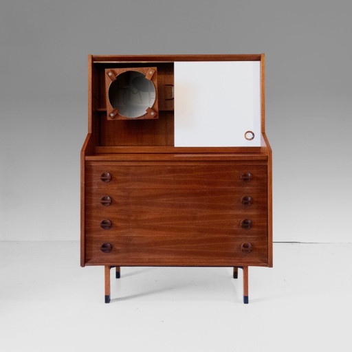 1x Mid Century Modern Italian Wood Cabinet, George Coslin For 3V Arredamenti Padova