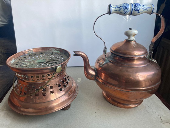 Image 1 of Antico bollitore in rame su dito rechaud