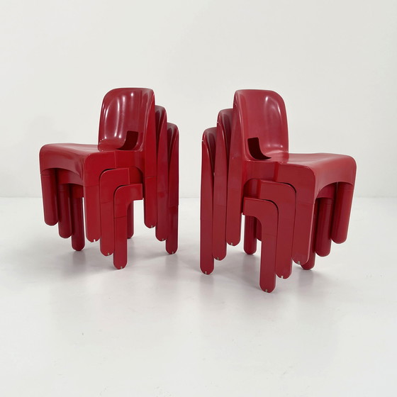 Image 1 of Rood Model 4867 Universale Stoel Van Joe Colombo Voor Kartell, 1970S