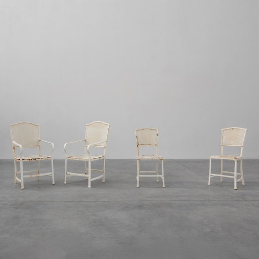 Set of 4 iron garden chairs by Gustave Serrurier-Bovy for Serrurier et Cie, 1903