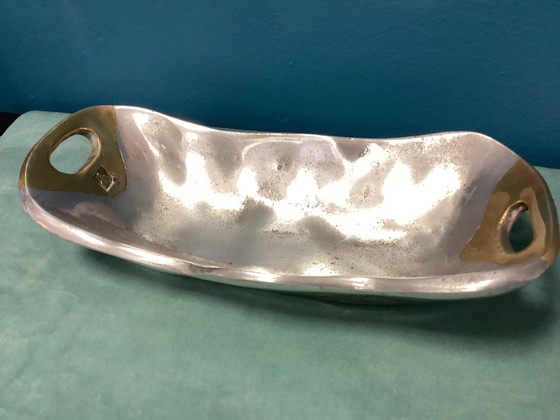 Image 1 of David Marshall Brutalistische messing aluminium kom 27 cm