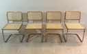 Set rieten sledestoelen model B32 in chroom van Cesca Italië, ontwerp Marcel Breuer