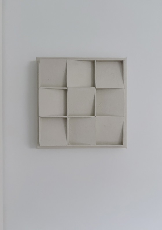 Handgemachtes Abstraktes Wandrelief – ZERO Stil – Gebrochenes Weiß – Gemälde & Zeichnungen, Wood, Canvas (photo 8 of 15)