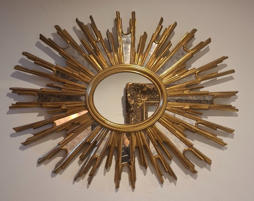 Oval sun mirror 86x66cm rare Deknudt edition