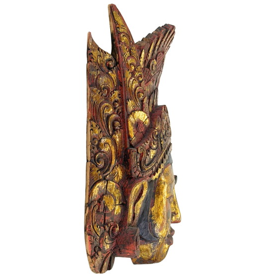 Máscara Topeng balinesa monumental Diosa Sinta – Madera de Pule y Pan de Oro – circa 1950 – Esculturas (photo 4 of 8)
