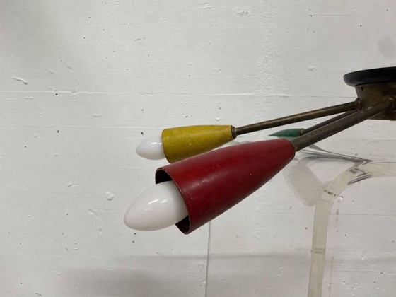 Plafoniera Vintage a 6 Luci a Stella, Anni '60 – Plafoniere, Metal, Wood (photo 9 of 11)