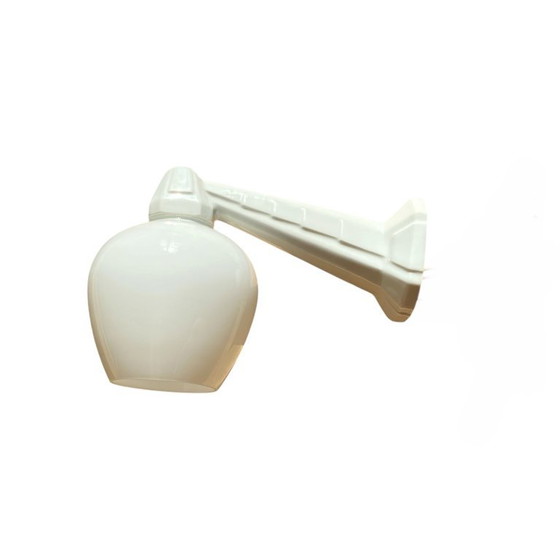 Ceramic Swan Neck Wall Sconce with Opaline White Glass Globe – Wall lights (photo 8 of 8)