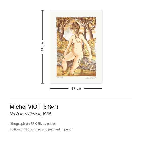 Michel Viot Lithographie Signée Nu à la Rivière II 1965 – Lithographies et sérigraphies, Paper (photo 3 of 5)