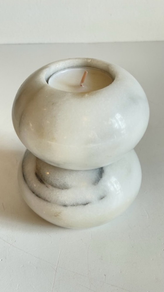Image 1 of 2 MARBLE Ball Tealight Holders from the 70s
