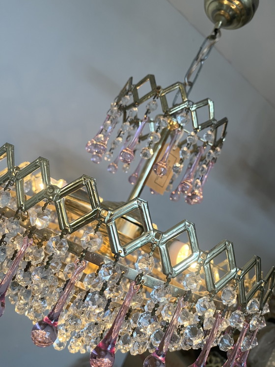 Image 1 of Lustre suspendu vintage des années 1960 en cristal en forme de larme