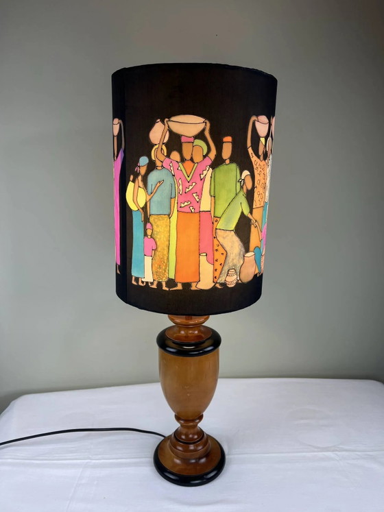 Hand-painted lampshade ambient lamp – Table lamps, Wood, Bohemian (photo 2 of 13)
