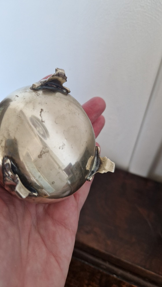 Image 1 of Antique tea strainer and drip tray. Silver-plated?