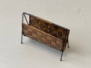 Vintage magazine rack made of rattan and metal, 1970s