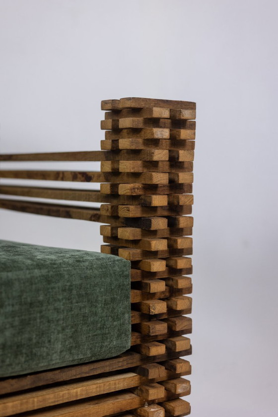 Image 1 of Divano a 3 posti o seduta a parete, modello 'Kapla'. 1960s.