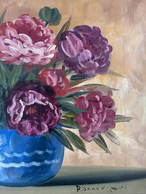 Image 1 of Vintage original floral oil painting, Signed flower art