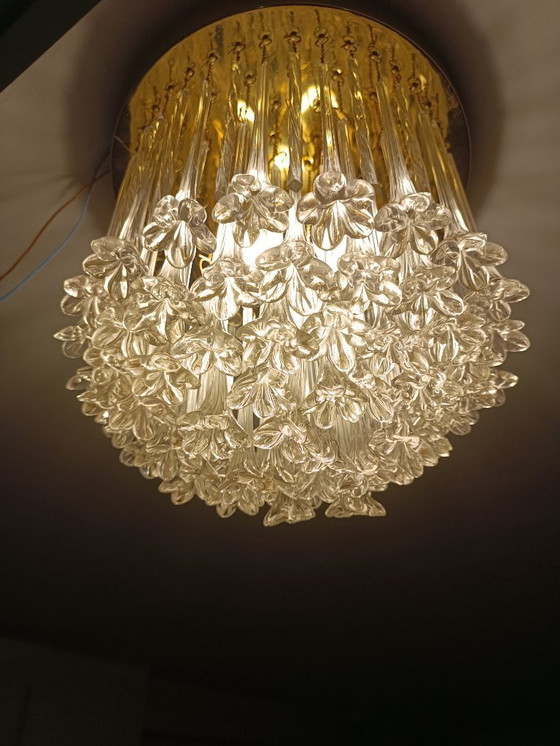 Image 1 of Kronleuchter aus Muranoglas mit Blumenstrauß von Venini, 1960er Jahre