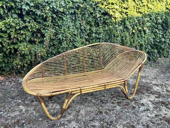 Vintage Midcentury Rotan Ligbed/ Daybed – Rohé Noordwolde, Rattan (photo 6 of 9)