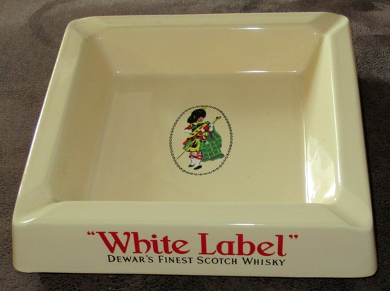 Image 1 of ancien cendrier publicitaire DEWAR'S whisky scotch grand vide poche GIEN ancestor white label