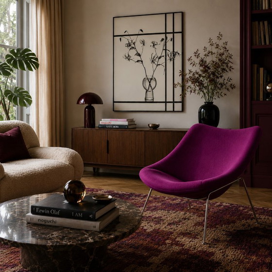 Artifort Lounge Chair Oyster "F157" Pierre Paulin Fauteuil – Chrome, Wool, Vintage (photo 2 of 13)
