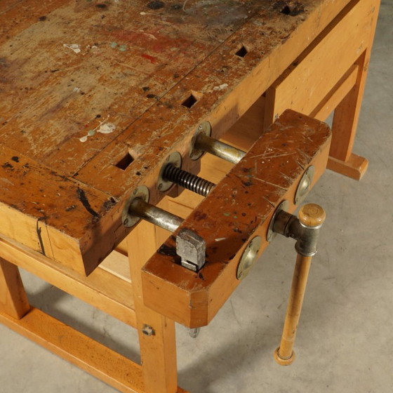 Image 1 of Vintage robust wooden workbench – 1960s/70s