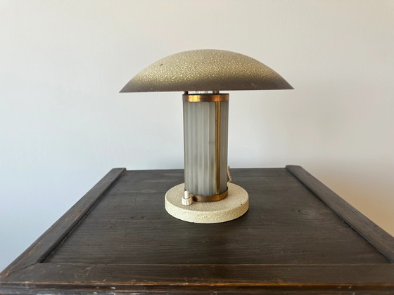 Art Deco Brass & Glass table lamp. France c.1920-30 (photo 12 of 13)