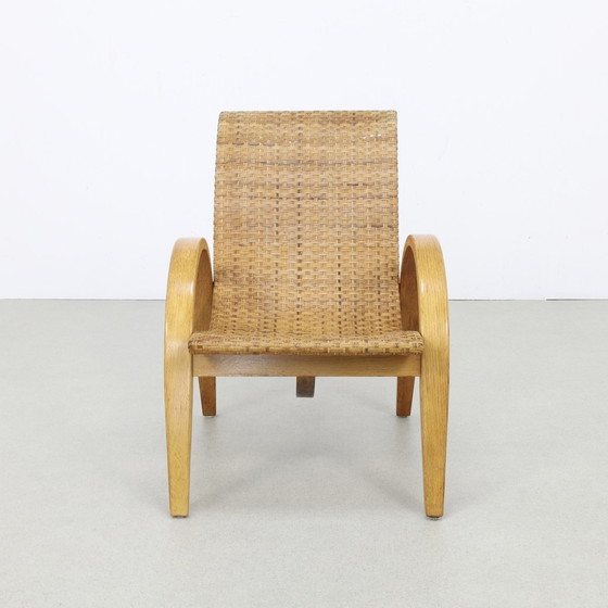 Image 1 of Rare fauteuil vintage en bois et canne, 1960S