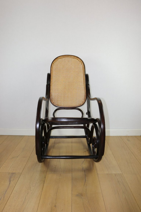 Image 1 of Rocking chair on runners, original brown, 1970s - very good condition