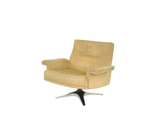 Sillón vintage De Sede DS-35 en piel anilina color crema – Diseño suizo de los años 70