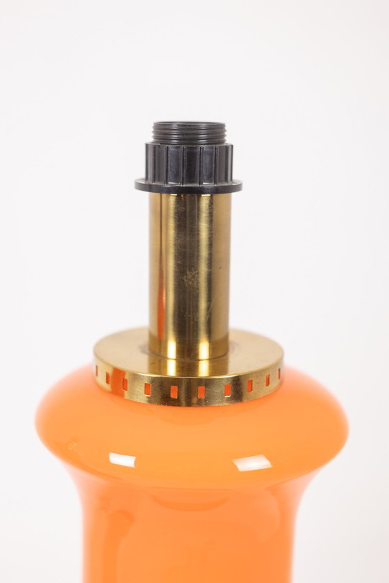 Image 1 of Paar oranje glazen lampen, 1970