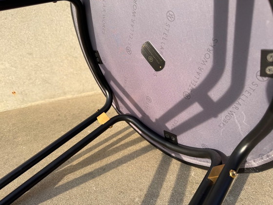 Image 1 of STELLAR WORKS design stool in black leather and brass