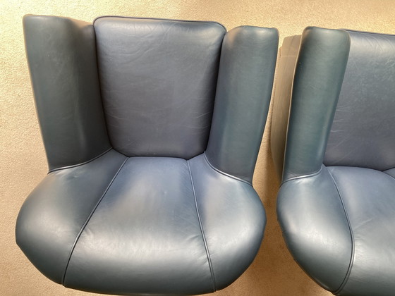 Image 1 of 3x canapé en cuir bleu