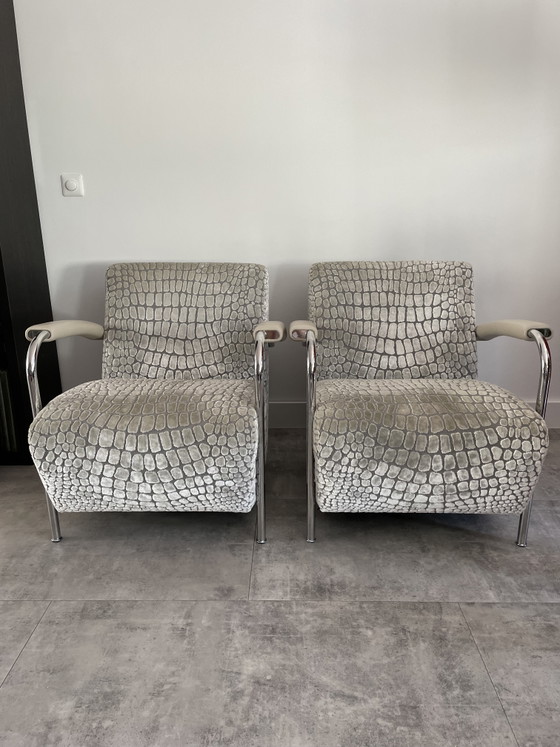 Image 1 of 1 ou 2 Leolux Scylla avec du tissu de Designers Guild