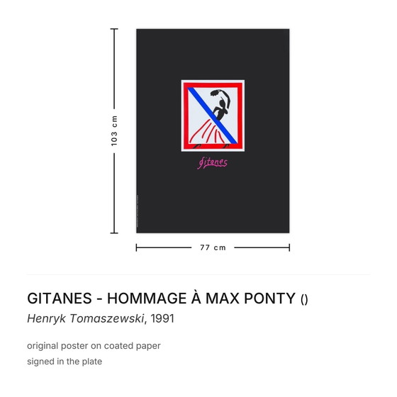 Image 1 of GITANES - HOMMAGE À MAX PONTY Henryk Tomaszewski Póster 1991