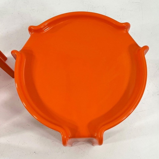 Image 1 of Paar orangefarbene Satztische von Giotto Stoppino für Kartell, 1970er Jahre
