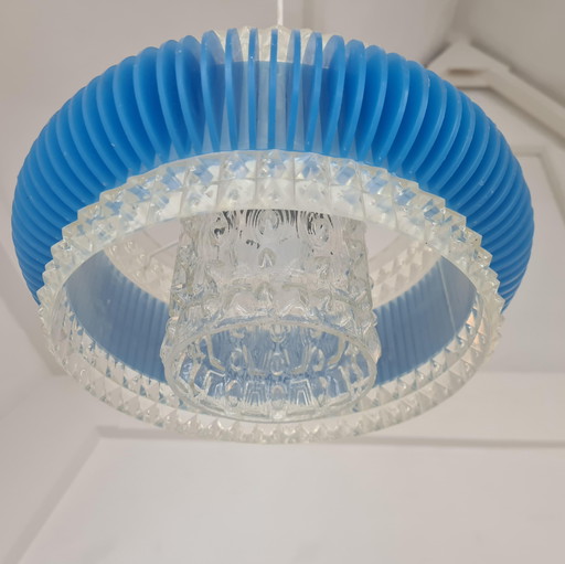 Vintage Blauwe Hanglamp ME Marbach Leuchten Jaren 60