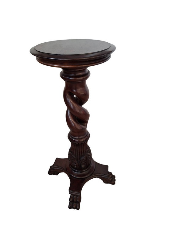 Image 1 of Elegante mahoniehouten planten-/bustestandaard/zuil – Vintage jaren 60