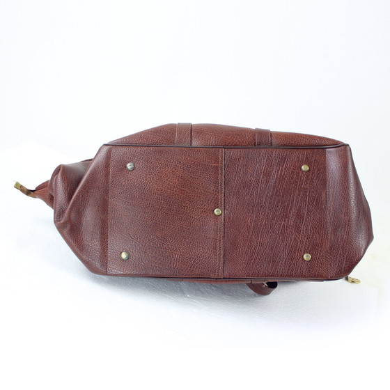 Image 1 of Borsa da viaggio vintage in pelle marrone con finiture in ottone, Cecoslovacchia, anni '60