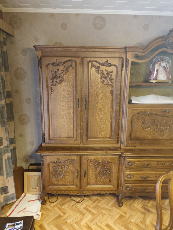 Vintage wall/buffet cabinet in Louis XV style – Wall cabinet, Wood (photo 3 of 15)