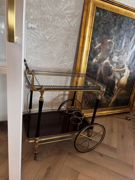 Image 1 of Drankentrolley / Serveerwagen Antiek Wood and Brass Empire