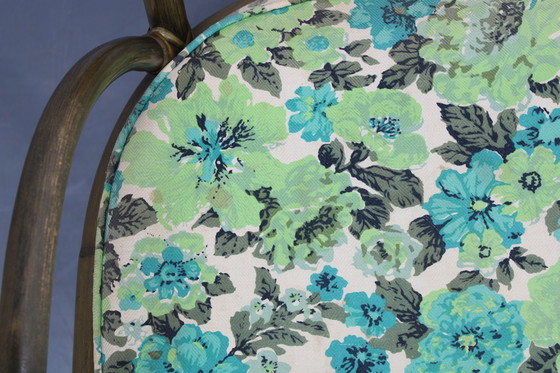 Image 1 of 1980er Set aus vier Rattansesseln mit Stoffpolstern