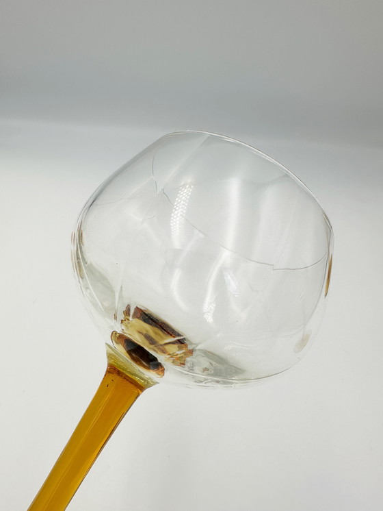 Image 1 of 5 x mouth-blown wine glasses amber 50s