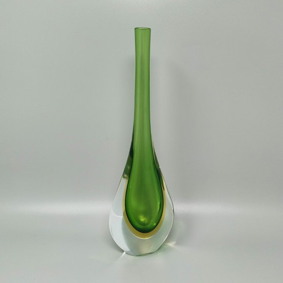 Image 1 of Wunderschöne grüne und gelbe Vase aus den 1960er Jahren von Flavio Poli