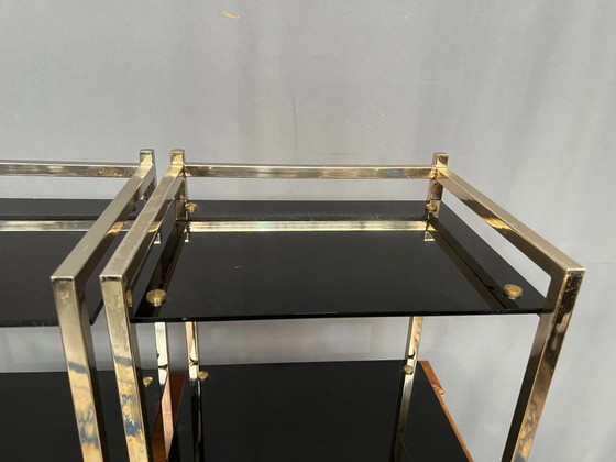 Pair of vintage Hollywood Regency style bedside or accent tables., Nightstands, Metal (photo 4 of 9)