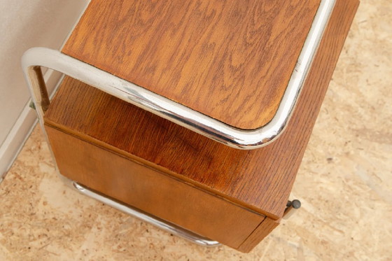 Image 1 of Twee verchroomde nachtkastjes, Vichr & Spol, jaren 1950, Tsjechoslowakije