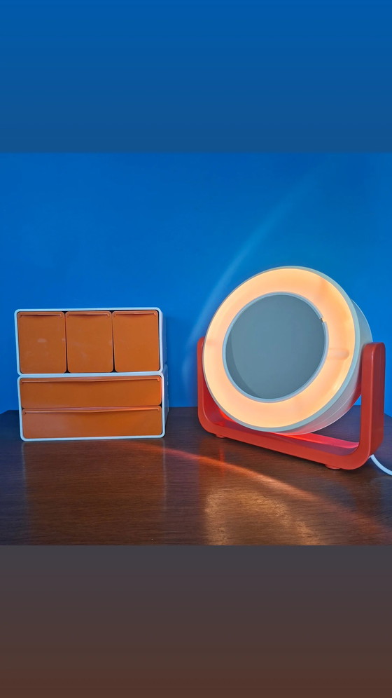 Image 1 of Allibert-Doppelspiegel aus den 1970er Jahren, orangefarben.