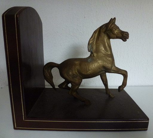 Bookends In Gilded Bronze - Horses At Trot.