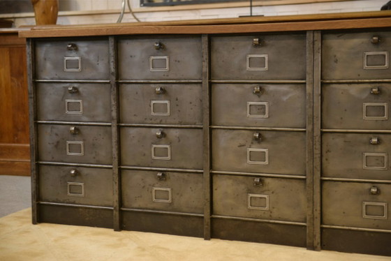 Image 1 of Strafor 6-column filing cabinet with oak top, 1950s