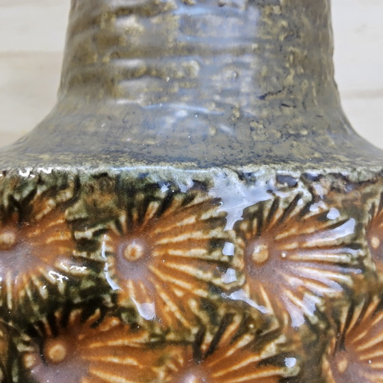 Image 1 of Vintage large XXL West Germany vase Jasba 1667/35 orange / green (unique structure / pattern)